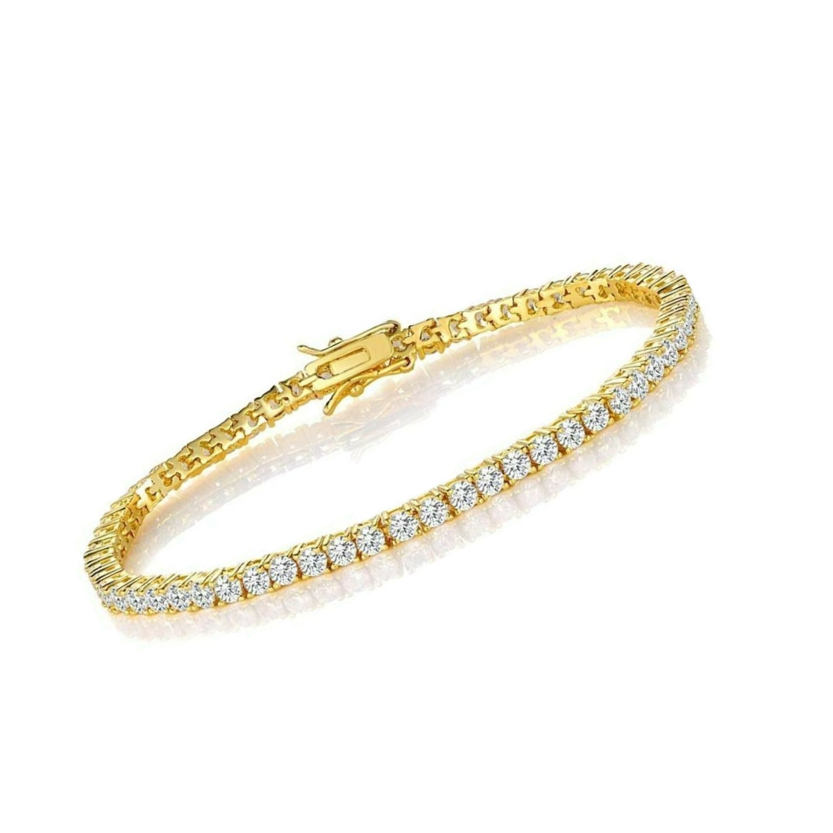 Yellow gold finish round cut created diamond tennis bracelet