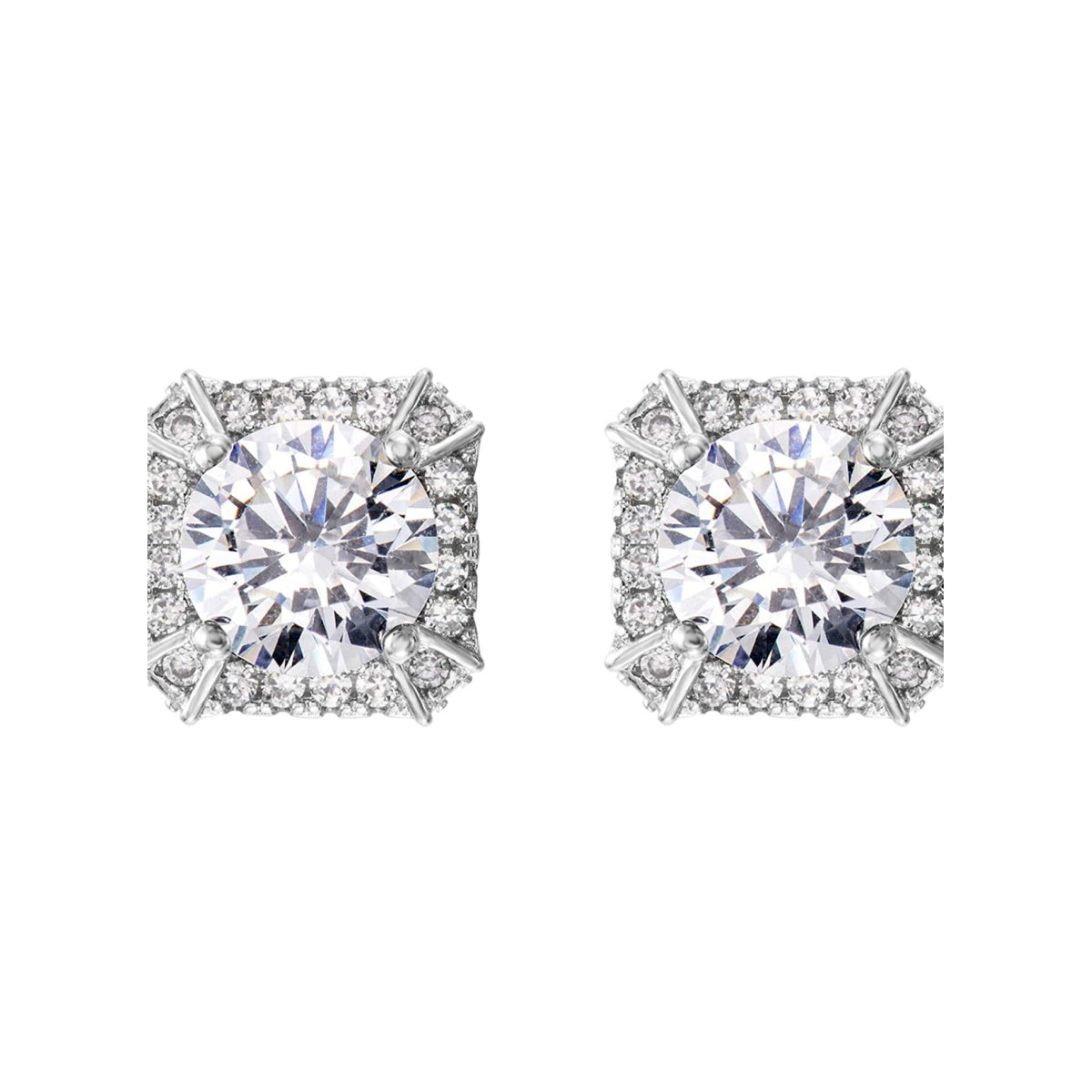 Riviera – 925 Sterling Silver Created Diamond Stud Earrings for Women [Clear White / Blue / Yellow]