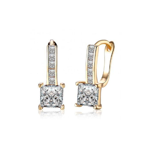 14K Yellow Gold 1.50 CTTW Square Leverback Earrings 5mm