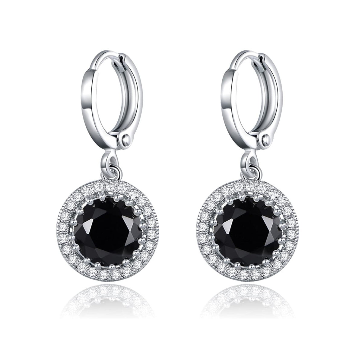 Sultana-Mayfair Women’s Round Hoop Lever back Black Onyx Earrings