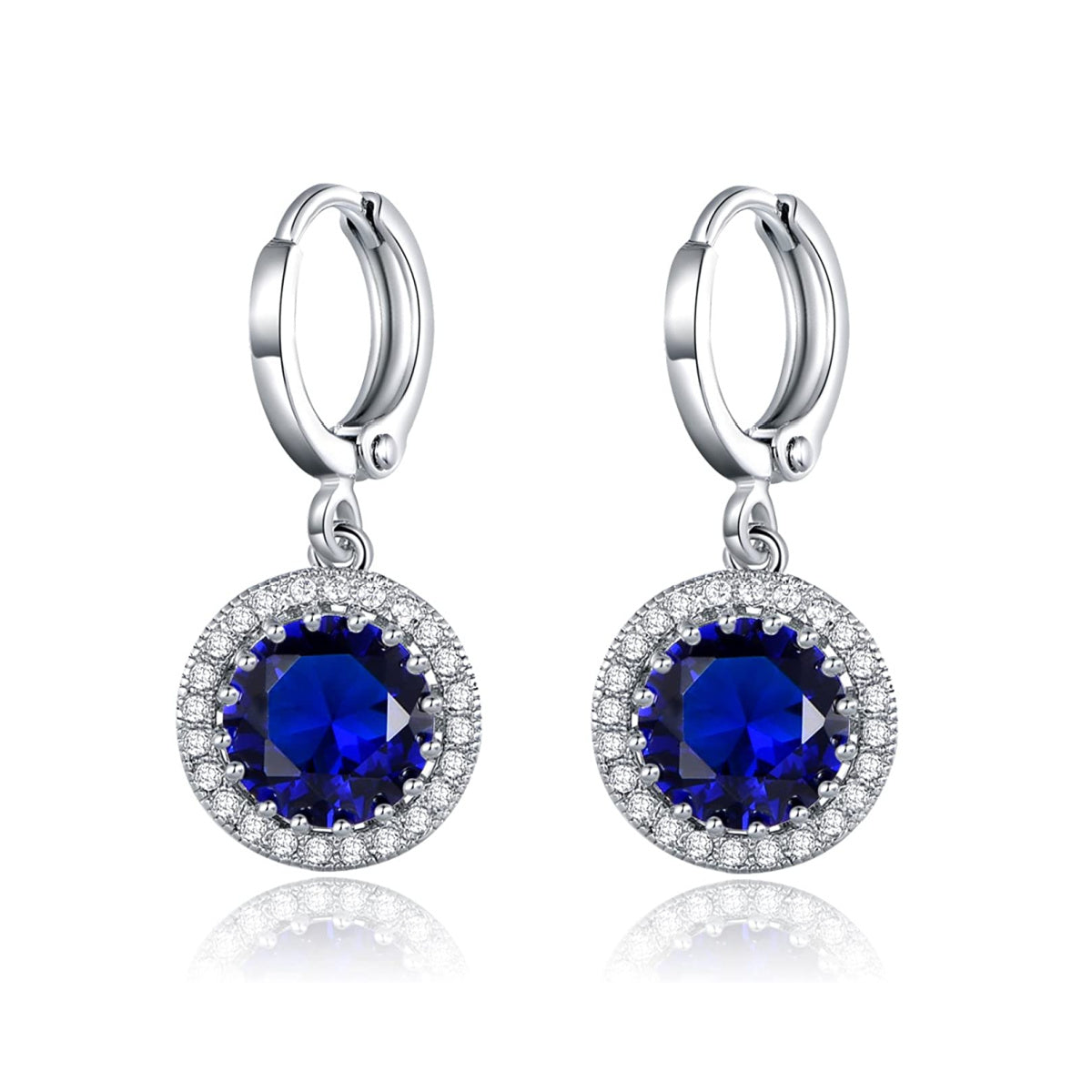 Sultana-Mayfair Women’s Round Hoop Lever back Blue Earrings