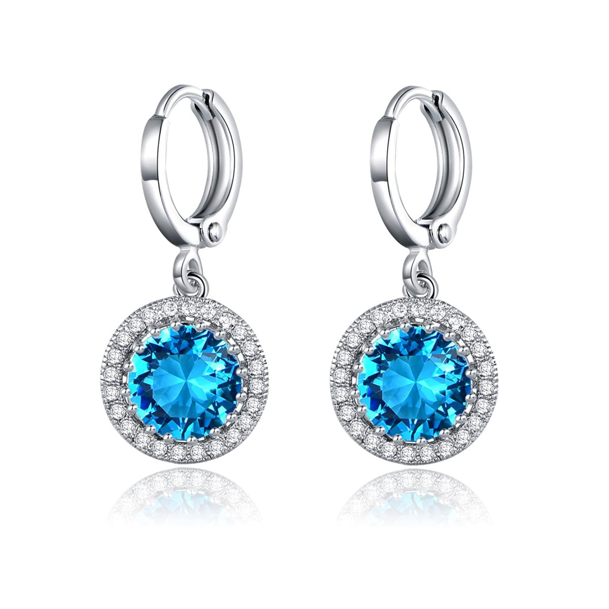 Sultana-Mayfair Women’s Round Hoop Lever back Light Blue Earrings