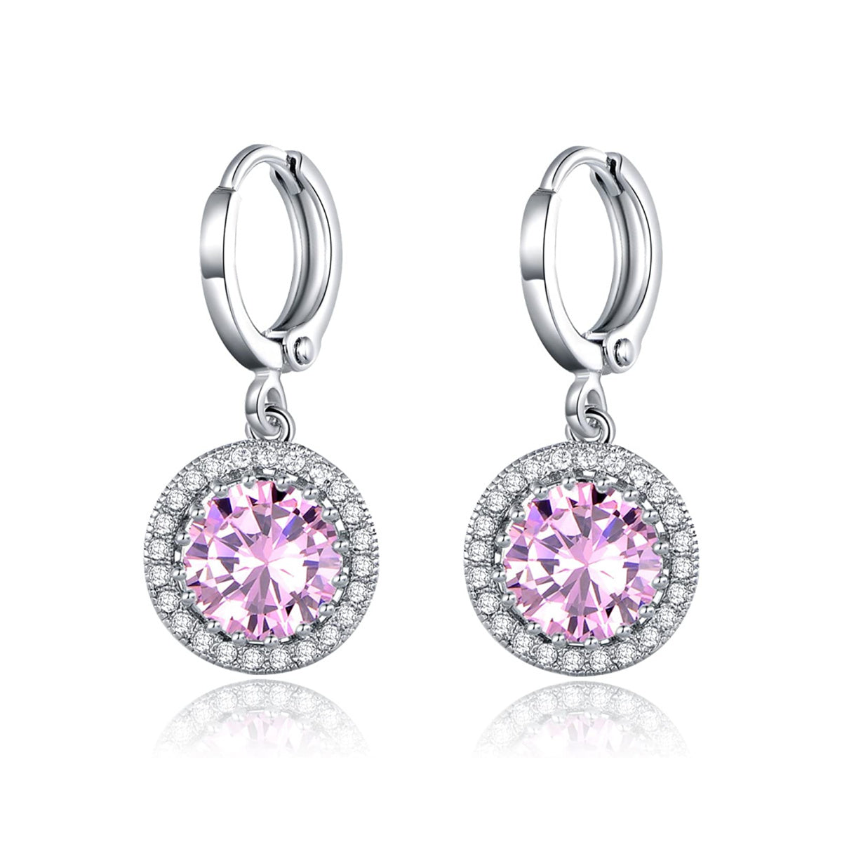 Sultana-Mayfair Women’s Round Hoop Lever back Pink Earrings