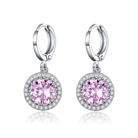 Sultana-Mayfair Women’s Round Hoop Lever back Pink Earrings