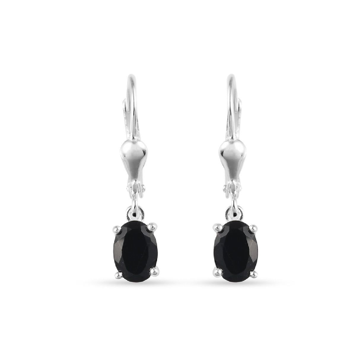 Oval Cut Black Onyx Dangle Earrings | White Gold Finish & Created Diamonds – Elegant Jewellery Gift