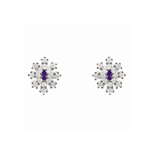 WHITE GOLD FINISH Created Diamond And Purple Amethyst Snowflake Earrings