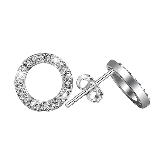 White Gold Finish Created Diamond Hoop Style Earrings Jewellery Gift