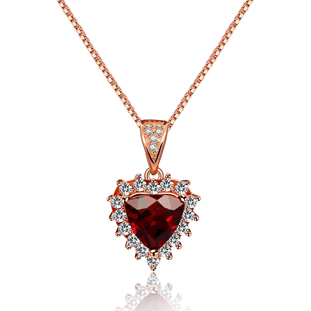 Regency-Rose Gold Birthstone Triangle Garnet Gemstone Necklace