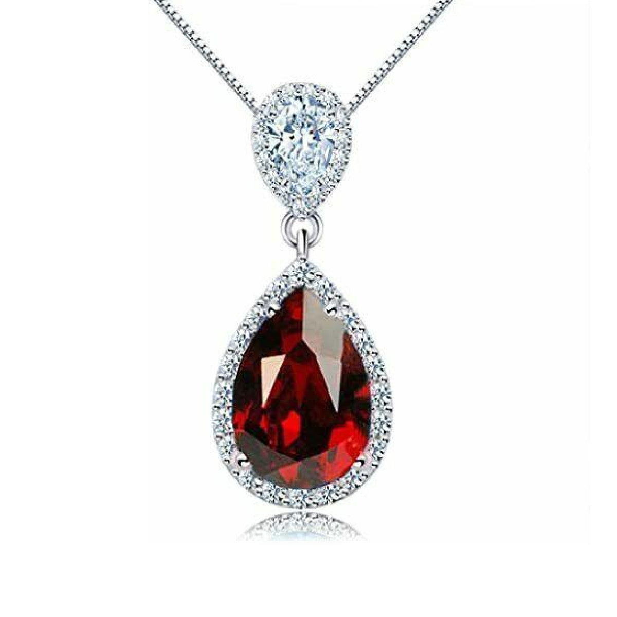 White gold finish Eye of the Beloved red ruby created diamond Pendant necklace