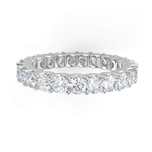 1.00Ct Round Diamond Claw Set”U” Prong Full Eternity Ring in White Gold