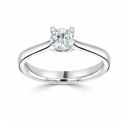 9ct White Gold 0.5 Ct Classic solitaire created diamond ring