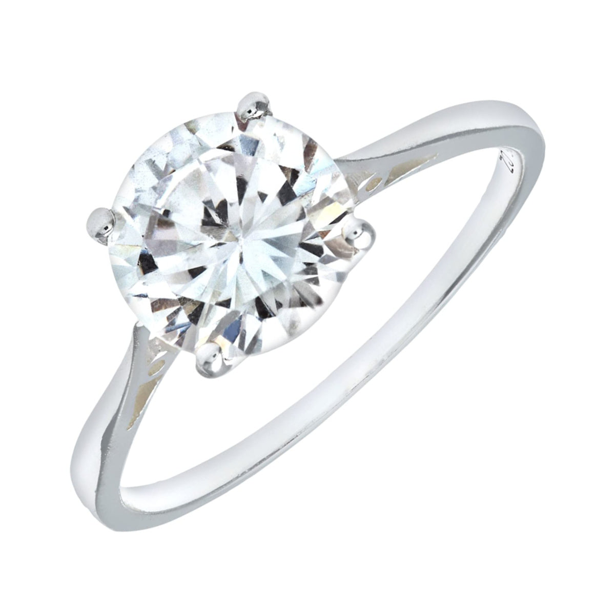 RIVIERA – Sterling Silver 4 Claw Created Diamond Solitaire Ring