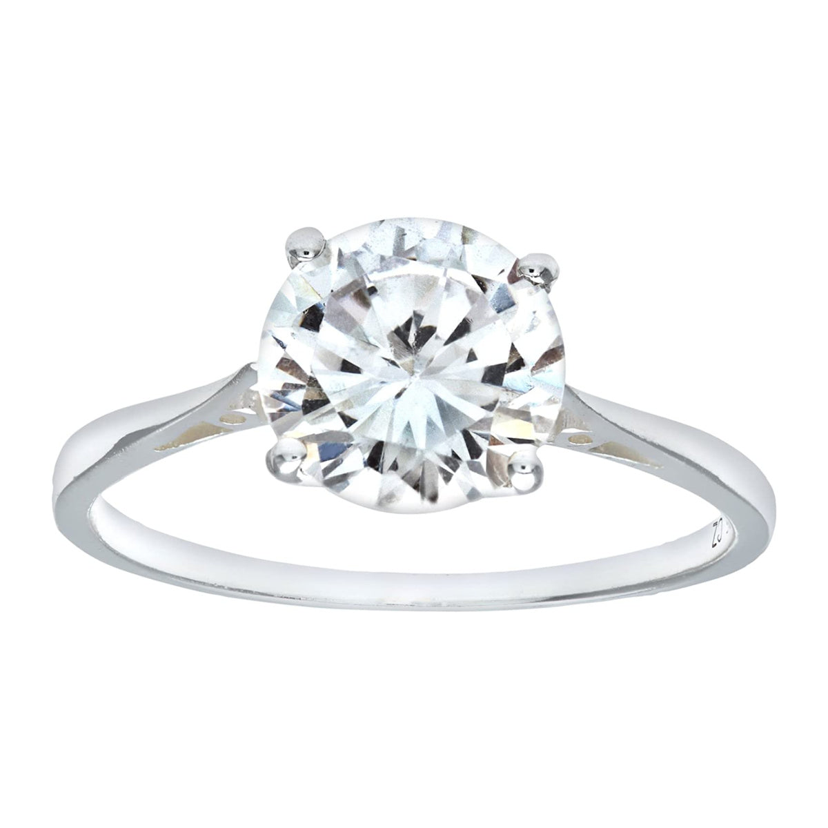 RIVIERA – Sterling Silver 4 Claw Created Diamond Solitaire Ring