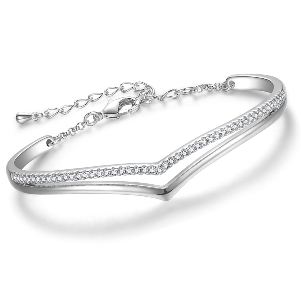 SULTANA – Minimalistic White Gold Finish Bracelet With Top Layered Created Diamond for Women