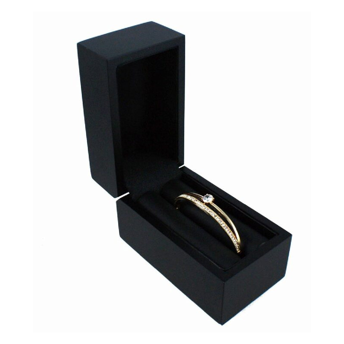 Black Leather Wooden Bangle Box Elegant Style (Buy 1 Get 1 Free)