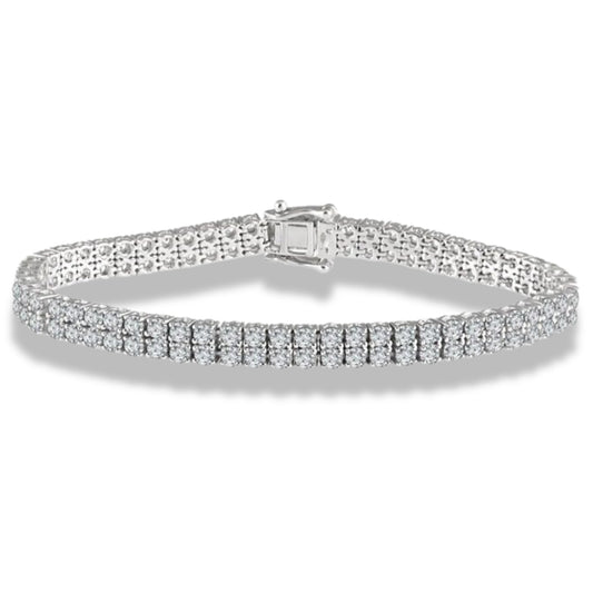 Platinum Look Double Row Riviera Tennis Bracelet with Created Diamond