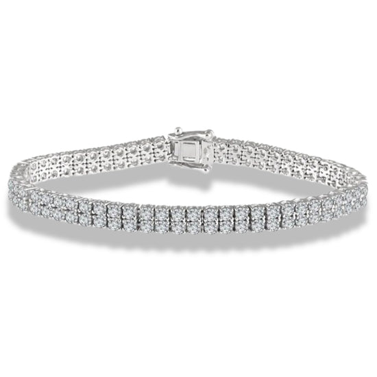Platinum Look Double Row Tennis Bracelet – Iced Out Riviera Style, Created Diamonds, Luxury Bling Jewelry for Men & Women