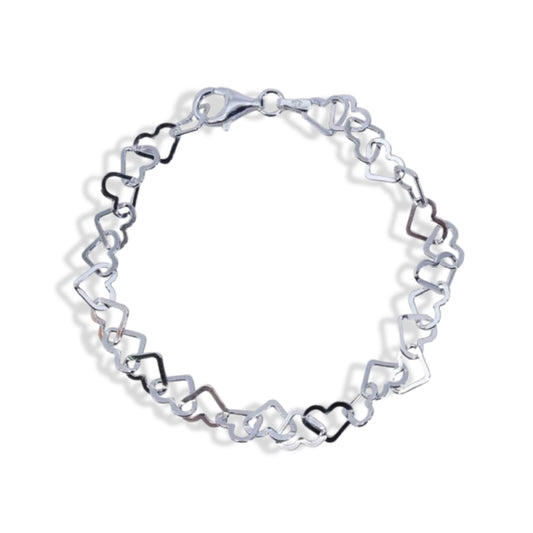 925 STERLING SILVER HEART Interlinking Hearts Bracelet