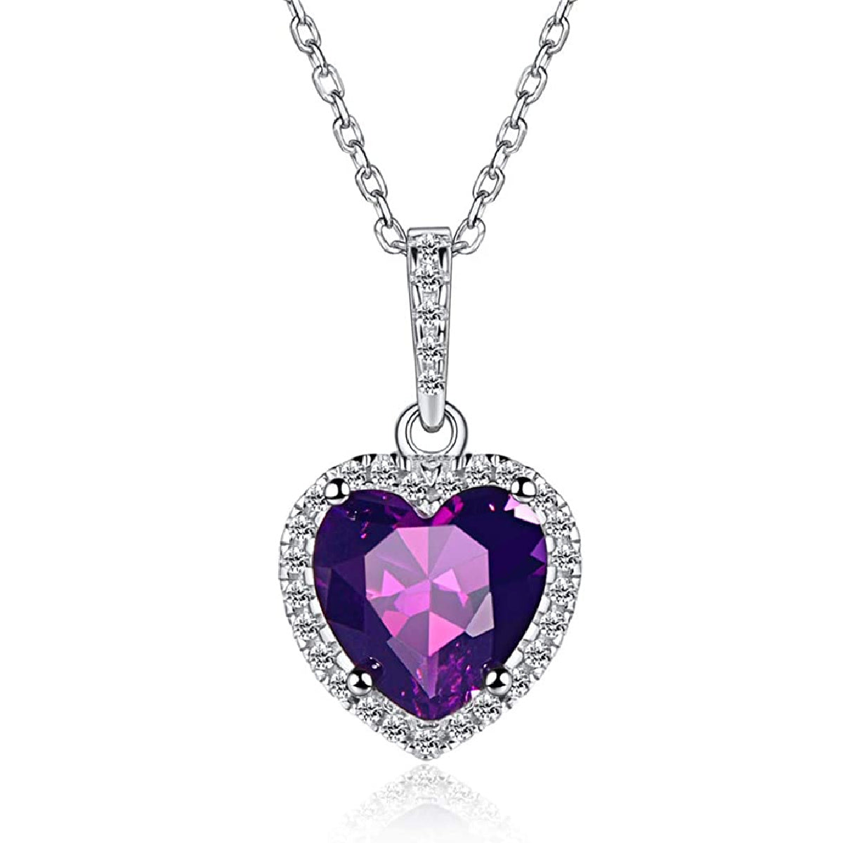 Amour-February Birthstone ⌈Shape of My Heart⌋ Necklace for Women