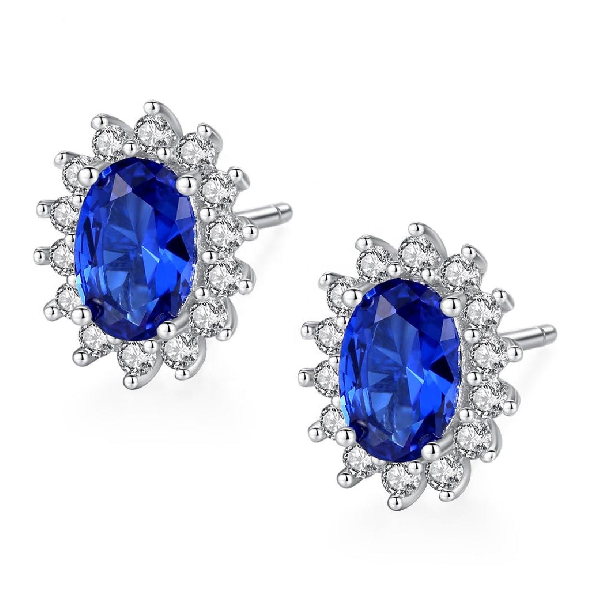 Sapphire created diamond Royal Blue stud earrings (Buy 1 Get 1 Free)