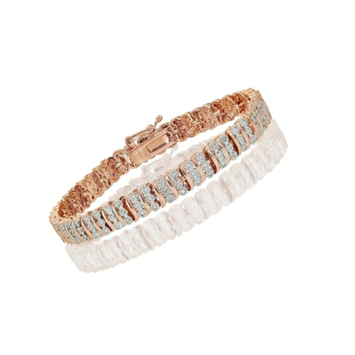 Rose Gold Finish Natural Diamond Accent Rectangle And Bar Bracelet