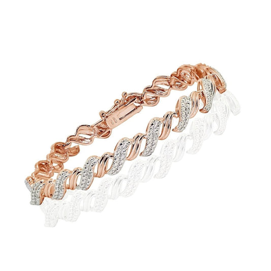 Rose Gold Finish Natural Diamond San Marco Twist Bracelet With Gift Box