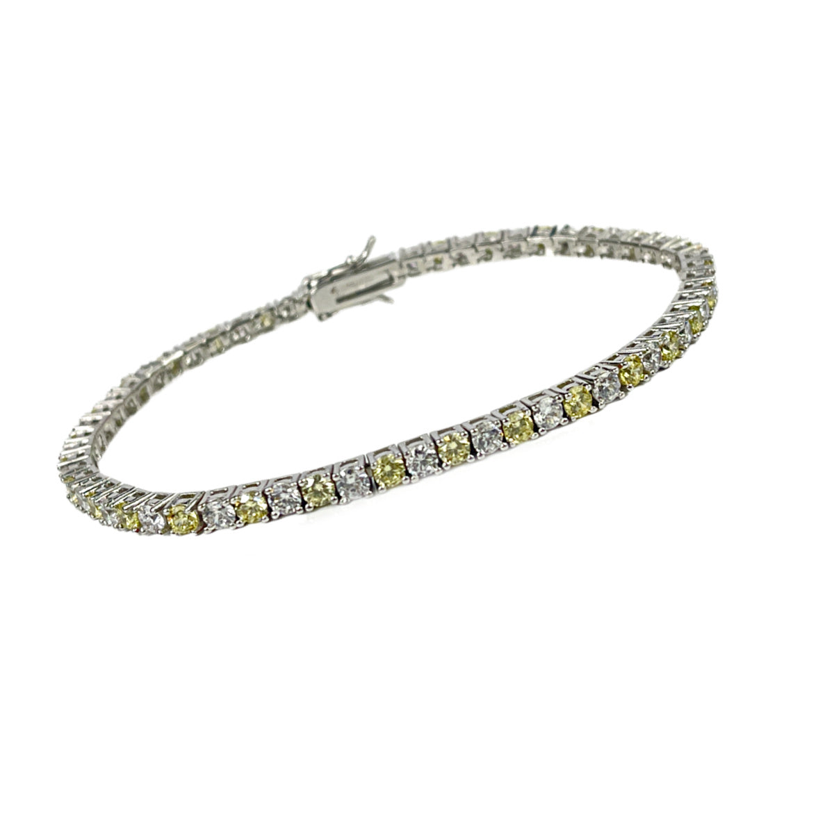 White Gold Finish Created Diamond Peridot Round Cut Tennis Bracelet