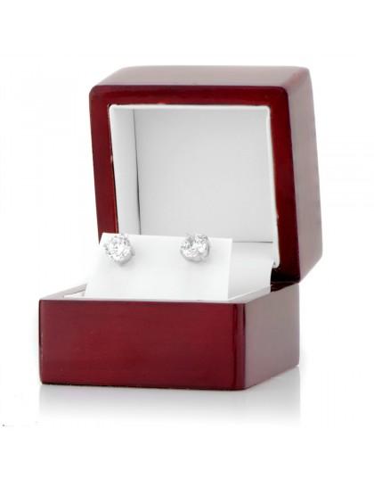 Round Cut Kardashian Platinum Finished DG Created Diamond Stud Earrings Wooden Box Included (Buy 1 Get 1 Free)