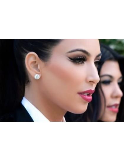 Round Cut Kardashian Platinum Finished DG Created Diamond Stud Earrings Wooden Box Included (Buy 1 Get 1 Free)