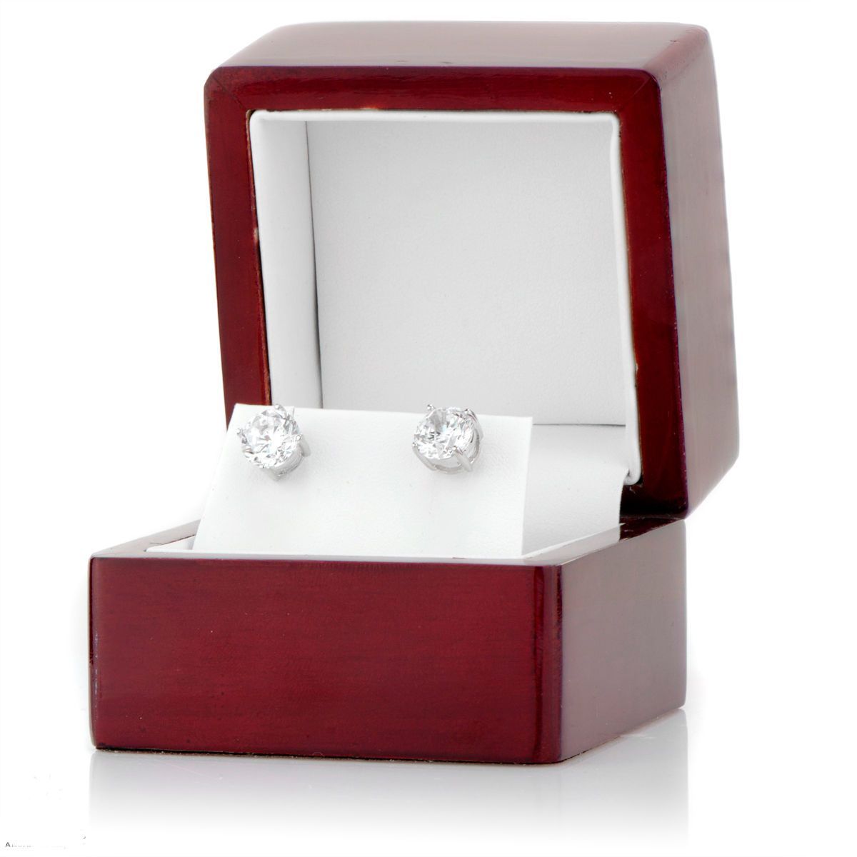 Round Cut Kardashian Platinum Finished DG Created Diamond Stud Earrings Wooden Box Included (Buy 1 Get 1 Free)