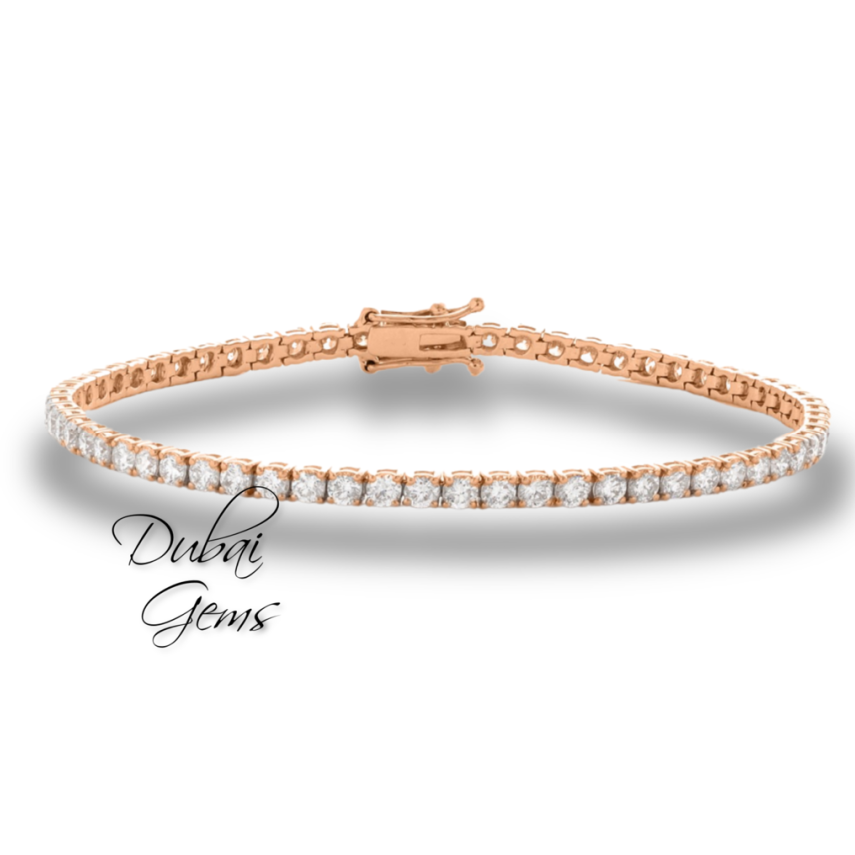 ROSE GOLD FINISH Solitary Round Cut Created Diamond Tennis Bracelet