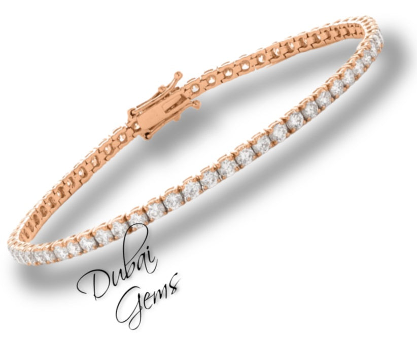 ROSE GOLD FINISH Solitary Round Cut Created Diamond Tennis Bracelet