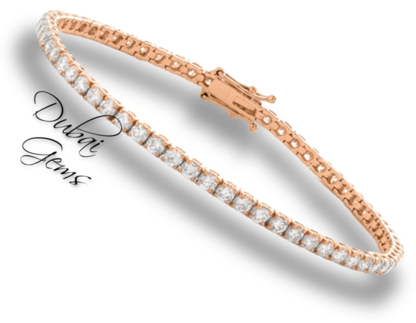 ROSE GOLD FINISH Solitary Round Cut Created Diamond Tennis Bracelet