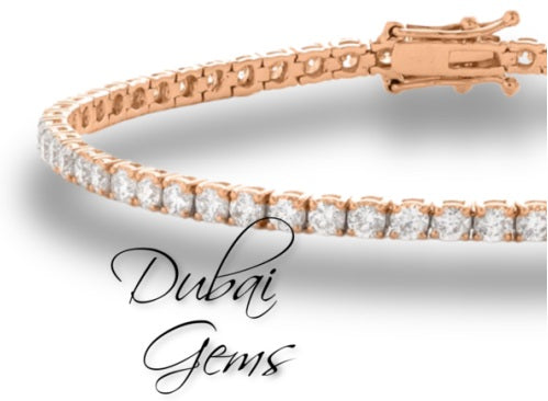 ROSE GOLD FINISH Solitary Round Cut Created Diamond Tennis Bracelet