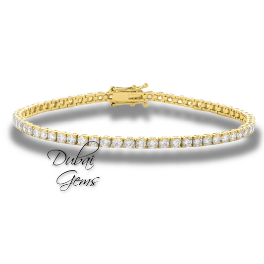 YELLOW GOLD FINISH Solitary Round Cut Created Diamond Tennis Bracelet