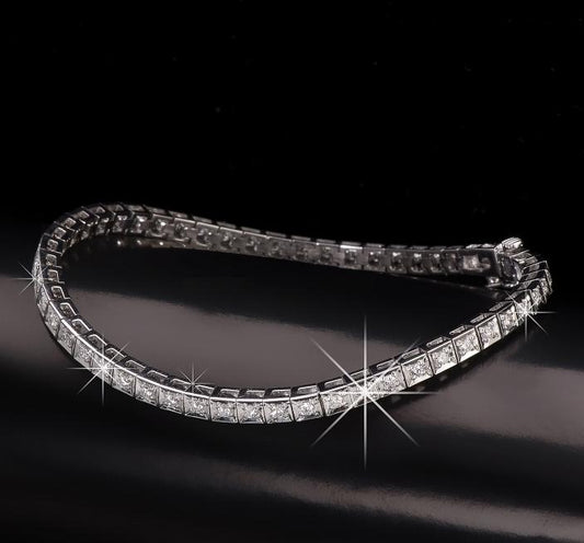 White Gold Finish Created Diamond Princess Tennis Bracelet