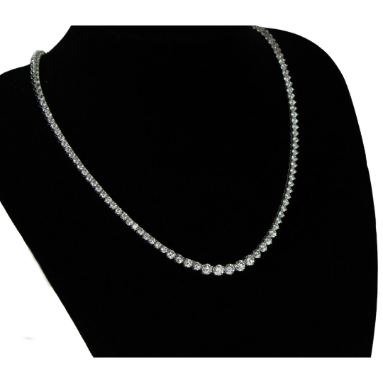 White Gold Finish Created Diamond Round Cut Graduated Tennis Chain Necklace