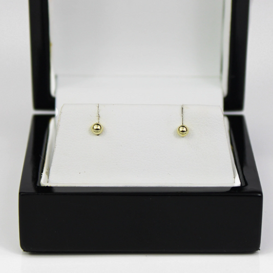 YELLOW GOLD FINISH Ball Small 2mm Stud Earrings