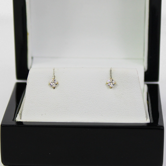 YELLOW GOLD FINISH Small 3mm Created Diamond Stud Earrings