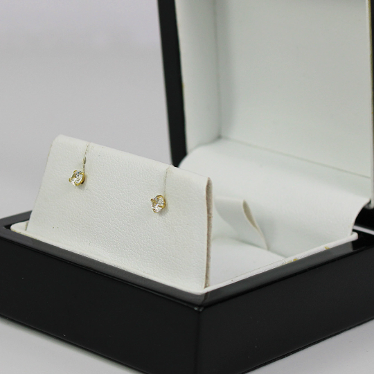 YELLOW GOLD FINISH Small 3mm Created Diamond Stud Earrings