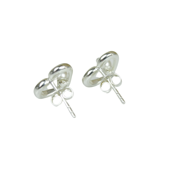 White Gold Finish Heart Design Pearl Stud Earrings