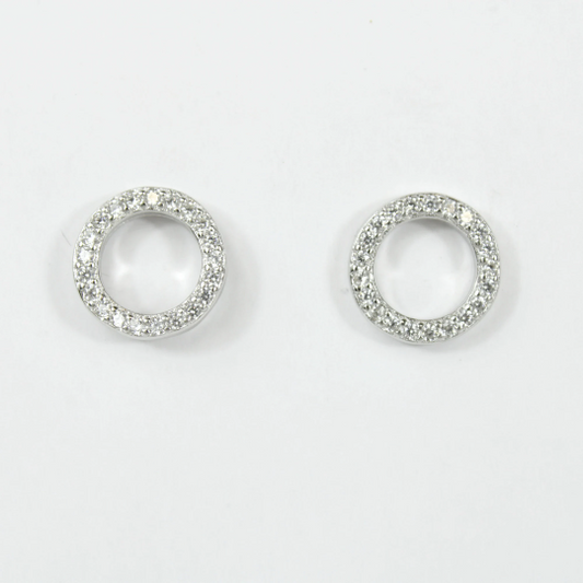 WHITE GOLD FINISH Created Diamond Silver Small Hoops Stud Earrings Including Gift Box