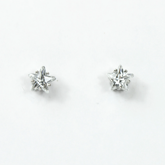WHITE GOLD FINISH Created Diamond Classic Star Starburst Stud Earrings Including Gift Box