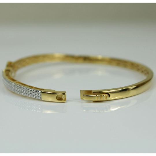 YELLOW GOLD FINISH Created Diamond Belt Buckle Design Bangle Bracelet Including Gift Box