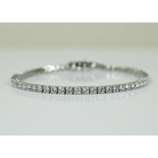 WHITE GOLD FINISH Created Diamond Small Single Row Tennis Bracelet Including Gift Box