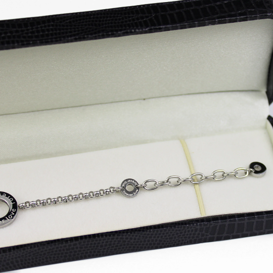 WHITE GOLD FINISH “Love Forever” Circle Bar Created Diamond Bracelet