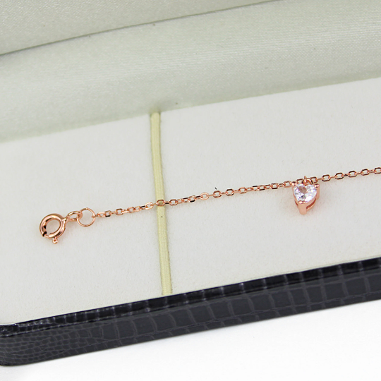 ROSE GOLD FINISH Heart Cut Dangle Bracelet