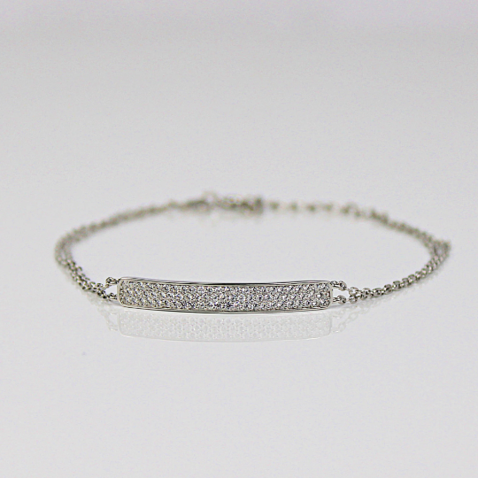 WHITE GOLD FINISH Bar Created Diamond Round Cut Cluster Bracelet