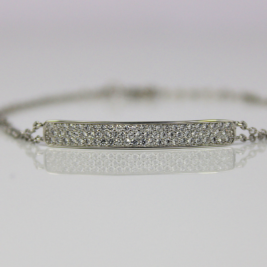 WHITE GOLD FINISH Bar Created Diamond Round Cut Cluster Bracelet