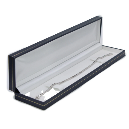 WHITE GOLD FINISH Created Diamond And Black Onyx Microscopic Round Cut Small Tennis Bracelet